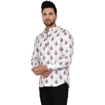 White printed cotton men-kurtas 3
