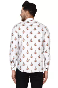 White printed cotton men-kurtas