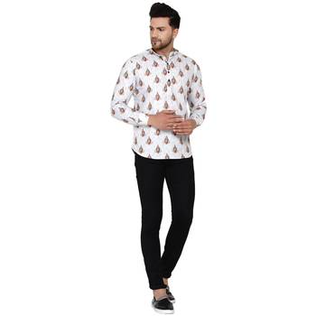 White printed cotton men-kurtas 5