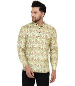 Green printed cotton men-kurtas