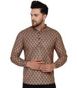 Brown printed cotton men-kurtas