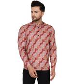 Maroon printed cotton men-kurtas