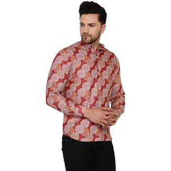Maroon printed cotton men-kurtas 2