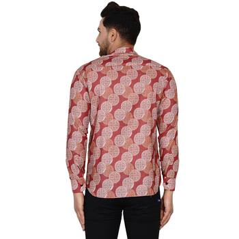 Maroon printed cotton men-kurtas 4