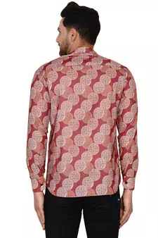 Maroon printed cotton men-kurtas