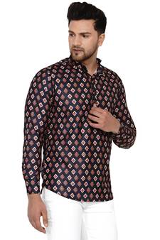 Blue printed cotton men-kurtas