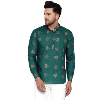 Green printed cotton men-kurtas 1