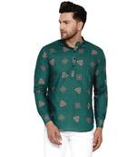 Green printed cotton men-kurtas