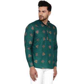 Green printed cotton men-kurtas 2