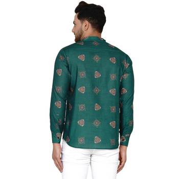 Green printed cotton men-kurtas 4
