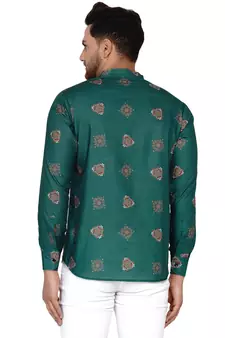 Green printed cotton men-kurtas