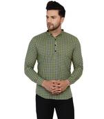 Green printed cotton men-kurtas