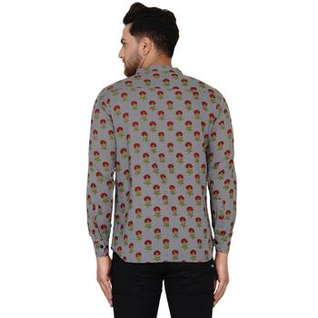 Grey printed cotton men-kurtas 4