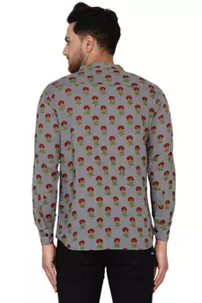 Grey printed cotton men-kurtas