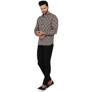 Grey printed cotton men-kurtas 5