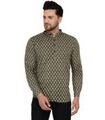 Green printed cotton men-kurtas