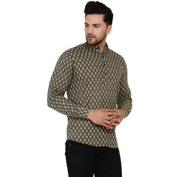 Green printed cotton men-kurtas 2