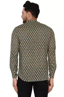 Green printed cotton men-kurtas
