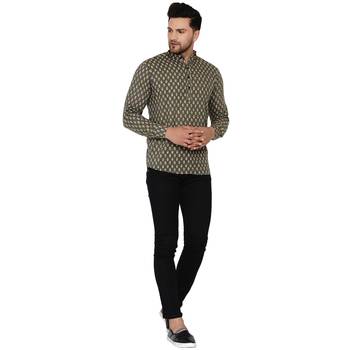 Green printed cotton men-kurtas 5
