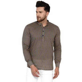 Grey printed cotton men-kurtas 1