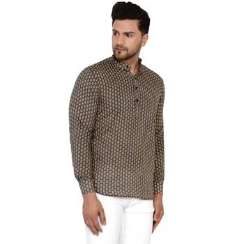 Grey printed cotton men-kurtas 2