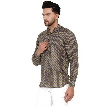 Grey printed cotton men-kurtas 3