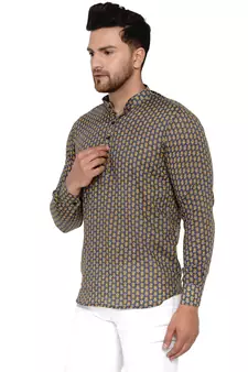 Grey printed cotton men-kurtas