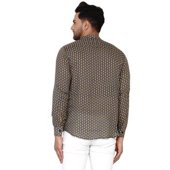 Grey printed cotton men-kurtas 4