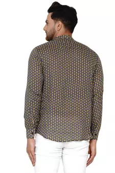 Grey printed cotton men-kurtas