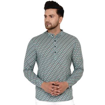 Green printed cotton men-kurtas 1
