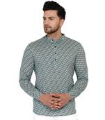 Green printed cotton men-kurtas