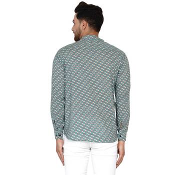 Green printed cotton men-kurtas 4