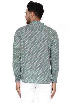 Green printed cotton men-kurtas