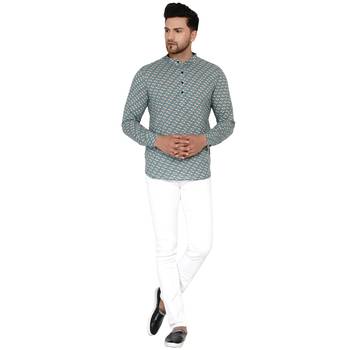 Green printed cotton men-kurtas 5