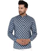 Grey printed cotton men-kurtas
