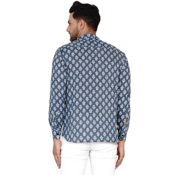 Grey printed cotton men-kurtas 4