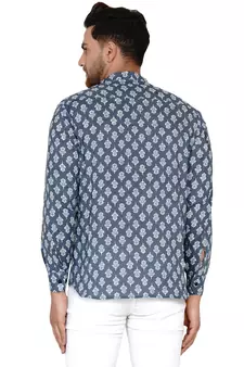 Grey printed cotton men-kurtas