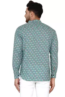 Green printed cotton men-kurtas