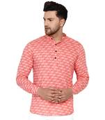 Pink printed cotton men-kurtas