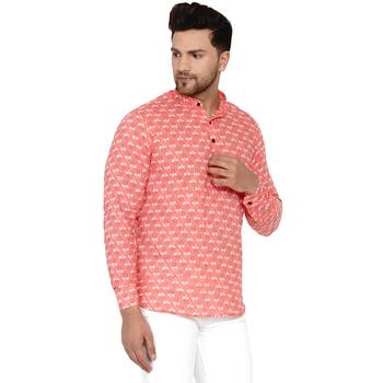 Pink printed cotton men-kurtas 2