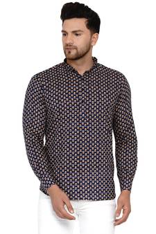 Blue printed cotton men-kurtas