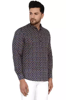 Blue printed cotton men-kurtas
