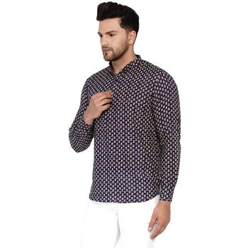 Blue printed cotton men-kurtas 3