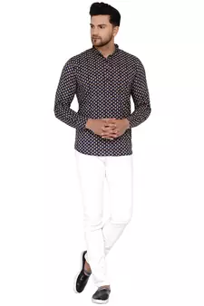 Blue printed cotton men-kurtas