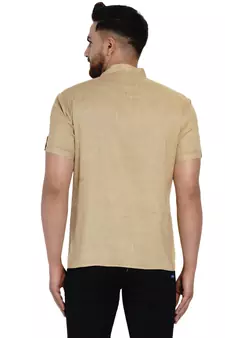 Beige plain rayon men-kurtas