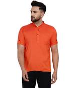 Orange plain rayon men-kurtas