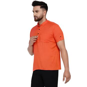 Orange plain rayon men-kurtas 2