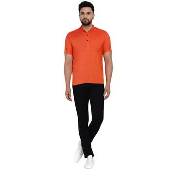 Orange plain rayon men-kurtas 5
