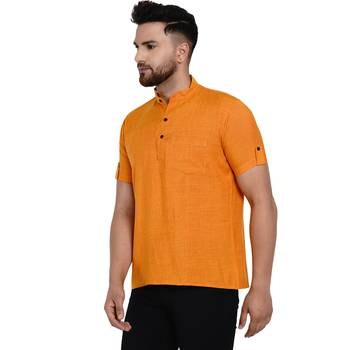Yellow plain rayon men-kurtas 2