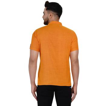 Yellow plain rayon men-kurtas 4